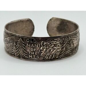 Vintage Man of the Mountains Flume Echo Lake New Hampshire Cuff Bracelet